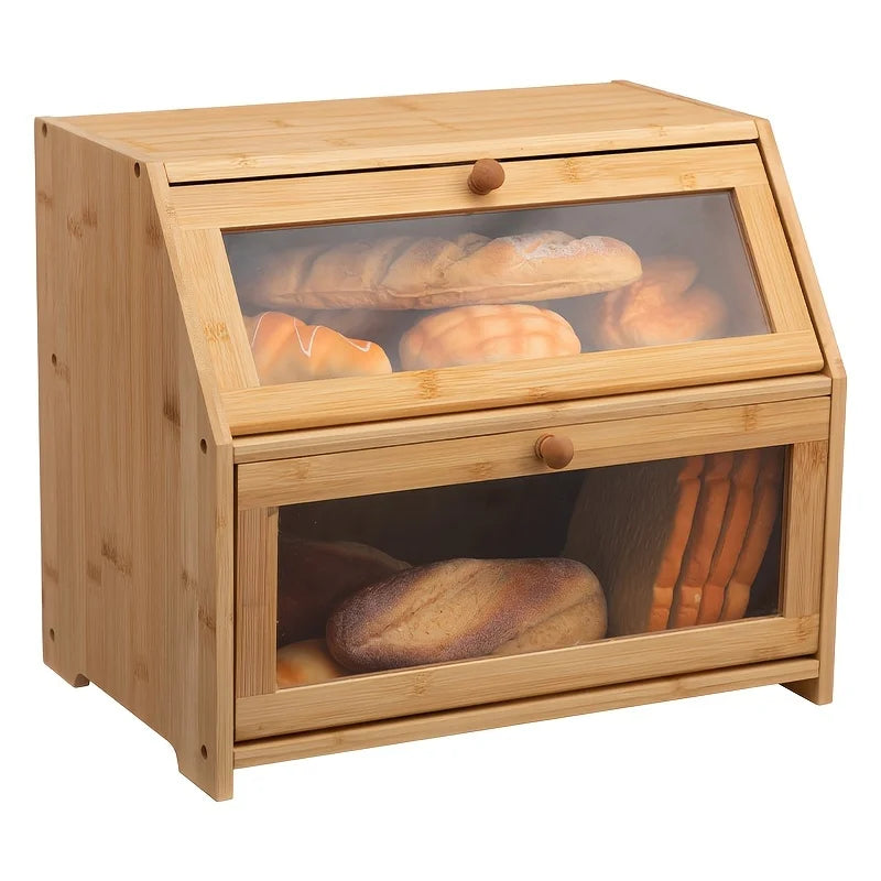 Magnetic Bamboo Bread Box with Lid