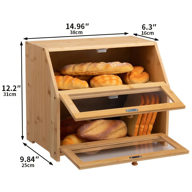 علبة خبز من الخيزران المغناطيسي بغطاء