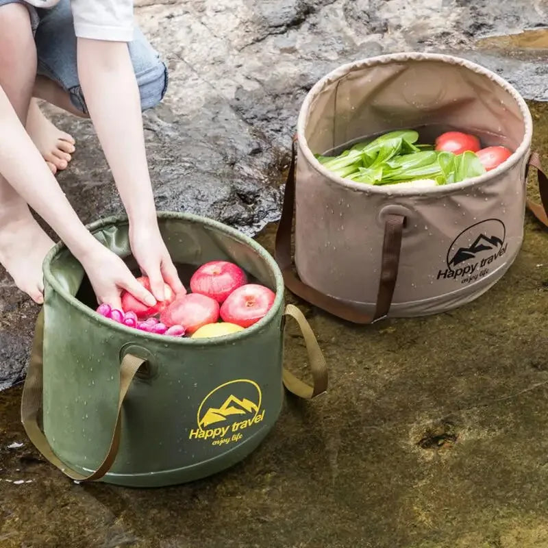 دلو ماء مكعب قابل للطي للتخييم