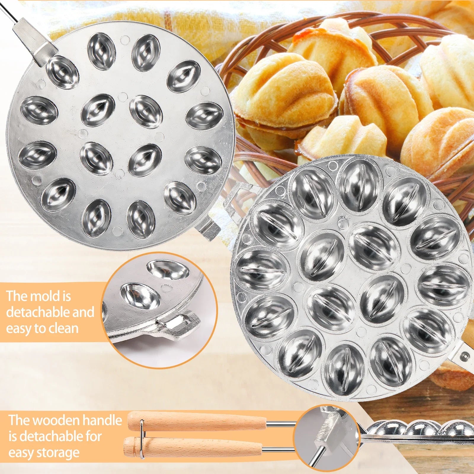 قالب بسكويت الجوز بـ 16 تجويفًا