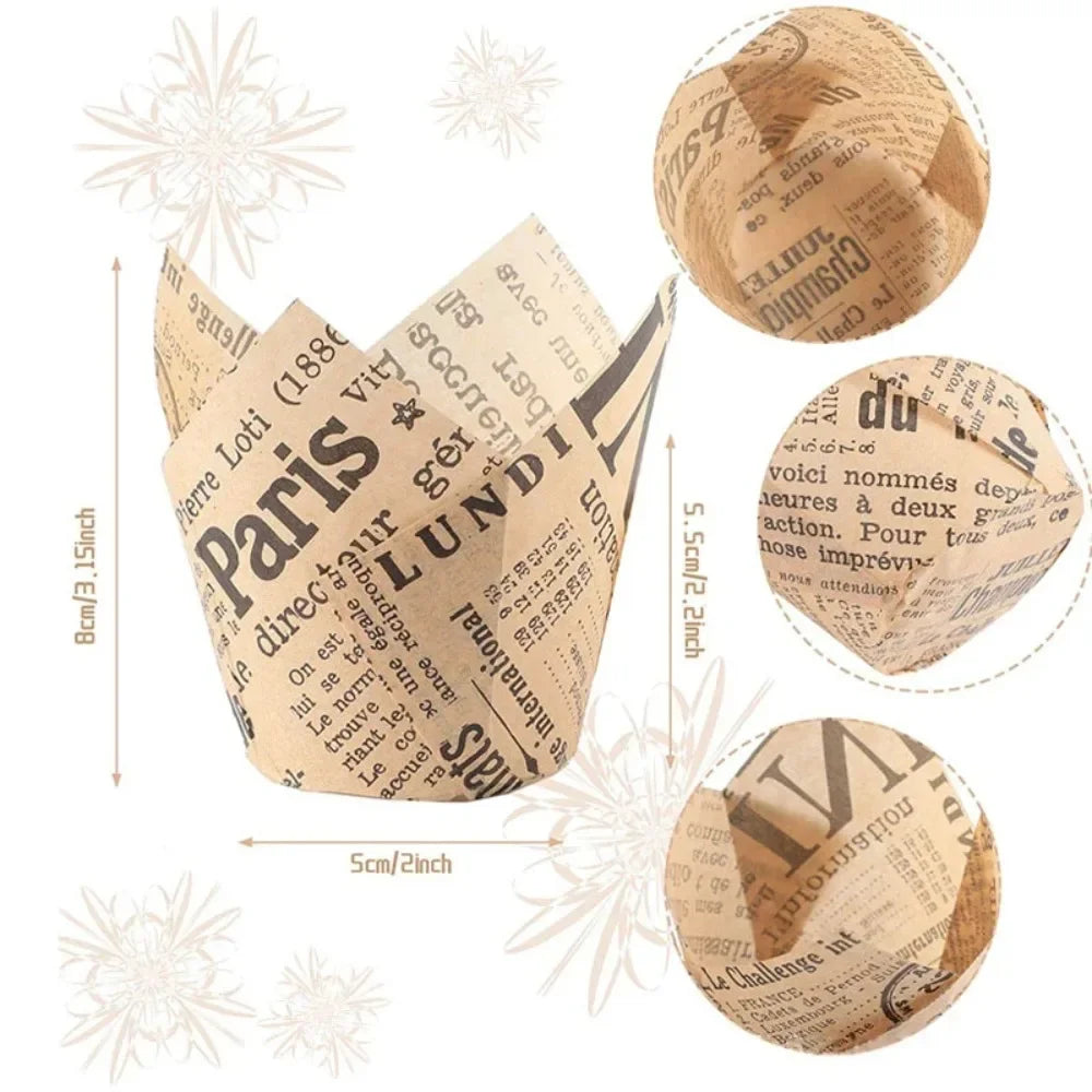 50 قطعة من أوراق الكاب كيك بتصميم الجريدة