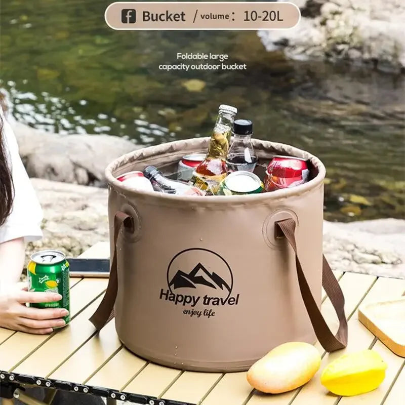 دلو ماء مكعب قابل للطي للتخييم