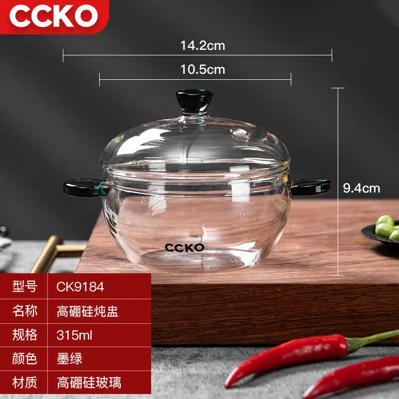 قدر حساء زجاجي شفاف