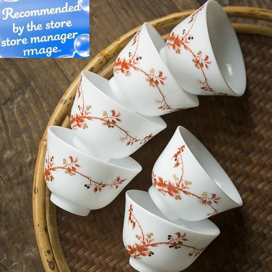 طقم شاي خزفي أبيض