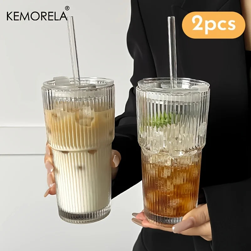 كوب قهوة زجاجي مخطط