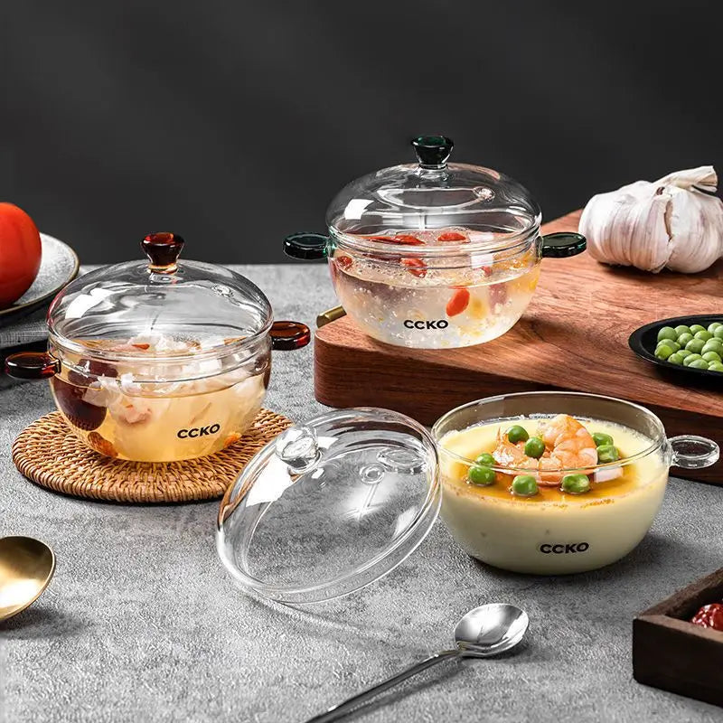 قدر حساء زجاجي شفاف