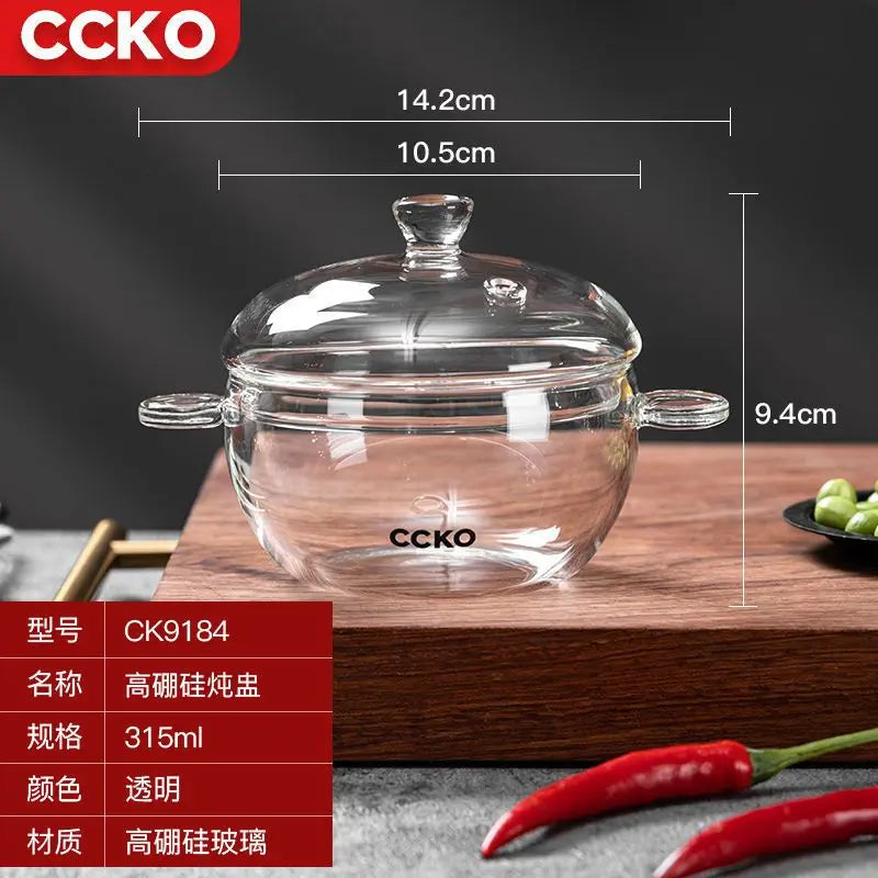 قدر حساء زجاجي شفاف