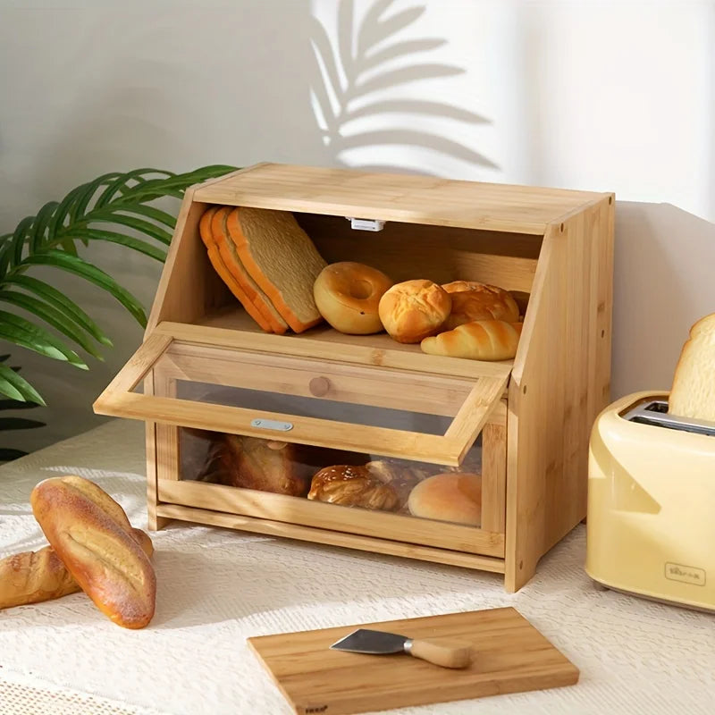 علبة خبز من الخيزران المغناطيسي بغطاء