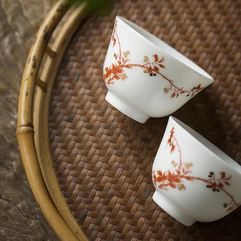 طقم شاي خزفي أبيض