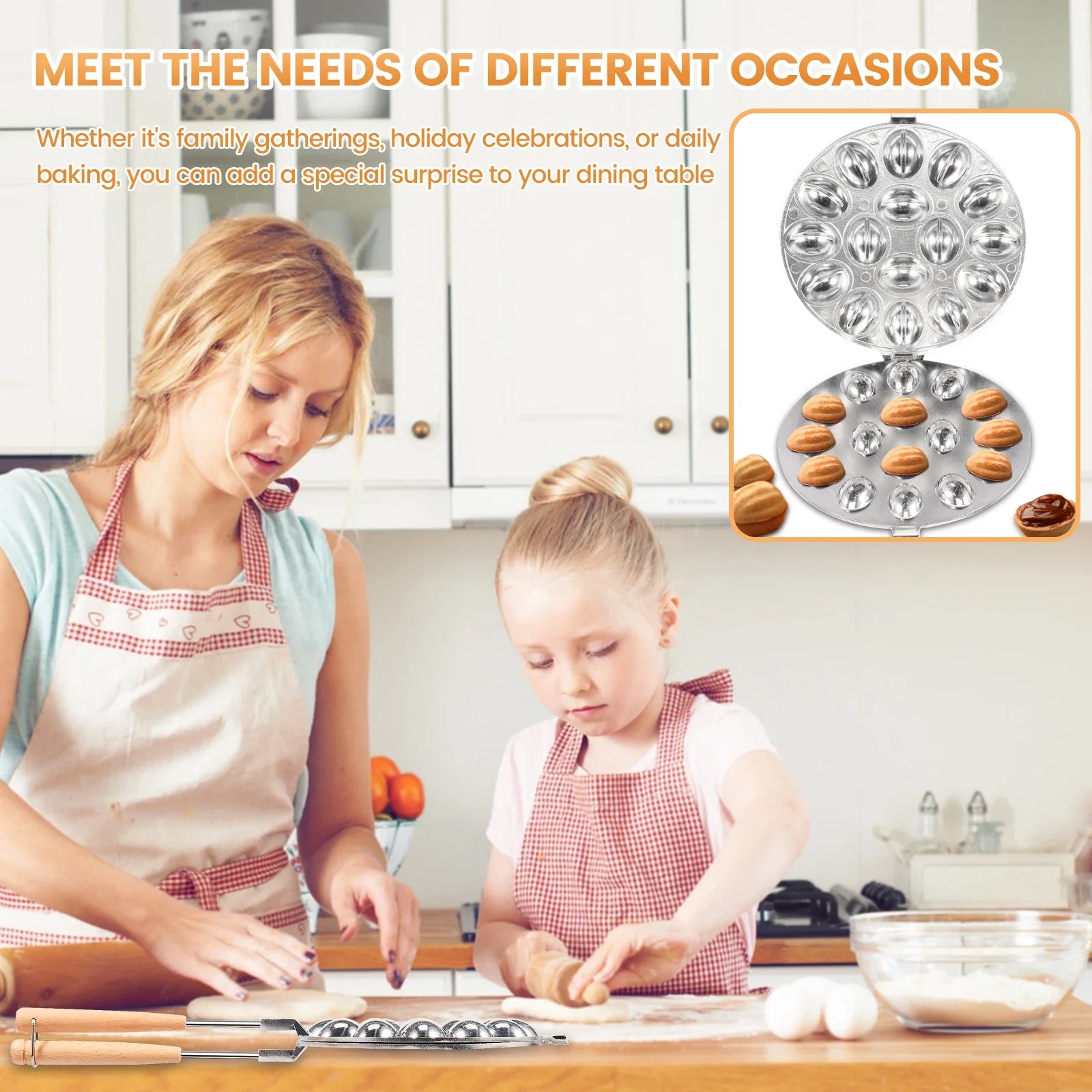 قالب بسكويت الجوز بـ 16 تجويفًا