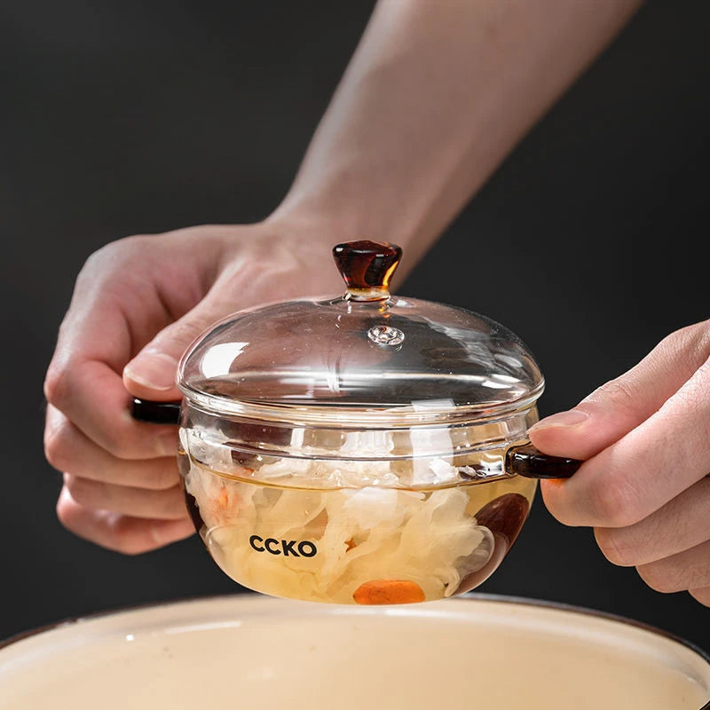 قدر حساء زجاجي شفاف